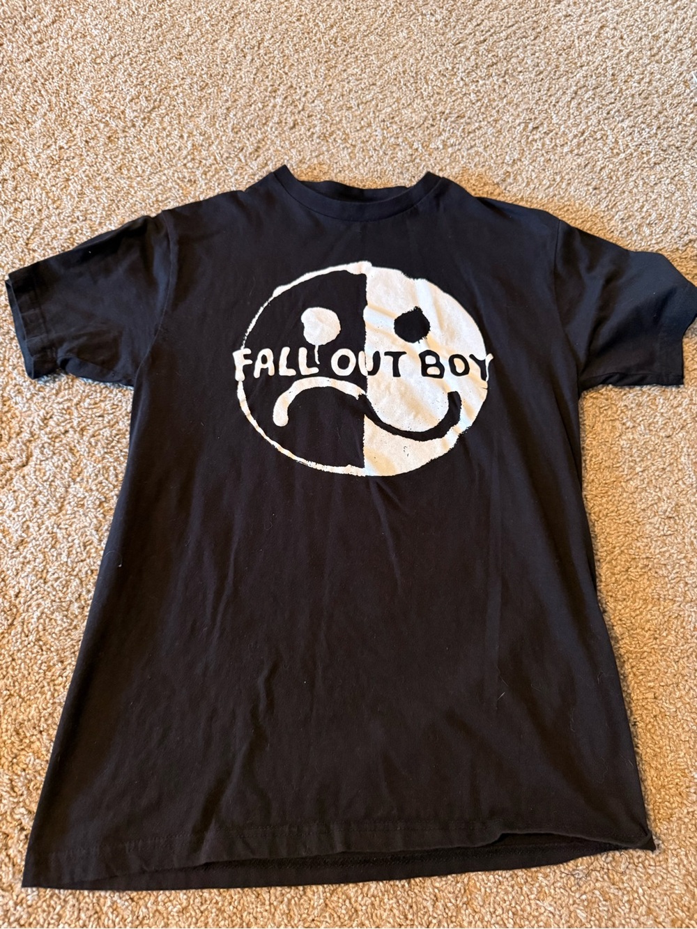 Fall Out Boy Kids Black Graphic Tee with Split Smile Logo